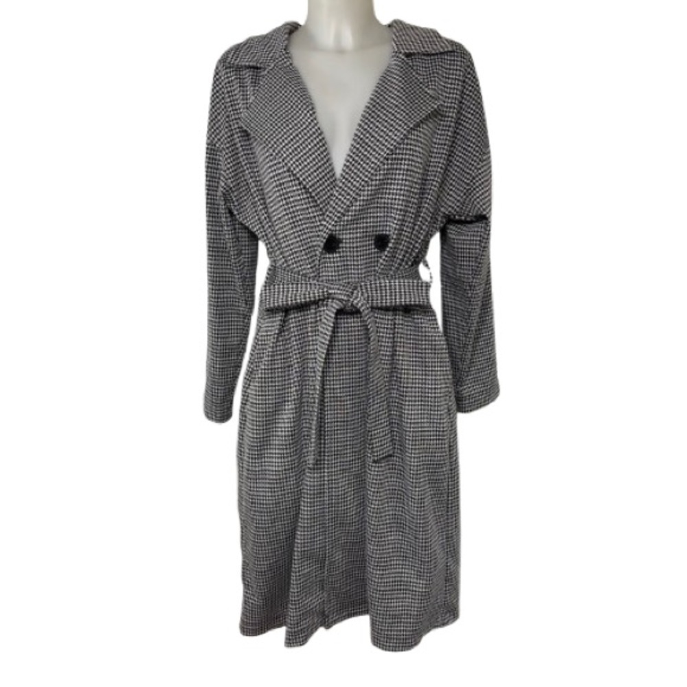 Good Hart Black/White Houndstooth Double Breasted French Coat Size M - Picture 5 of 7